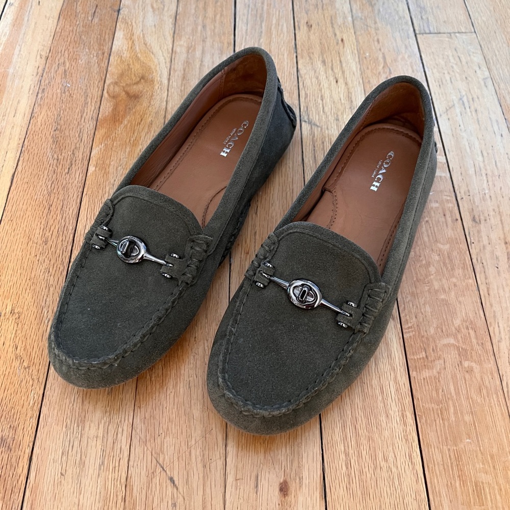 Coach, suede driving moccasins.